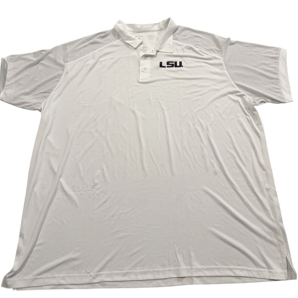 Antigua LSU Tigers White Polo Shirt 4XLT Big & Tall Performance Short Sleeve